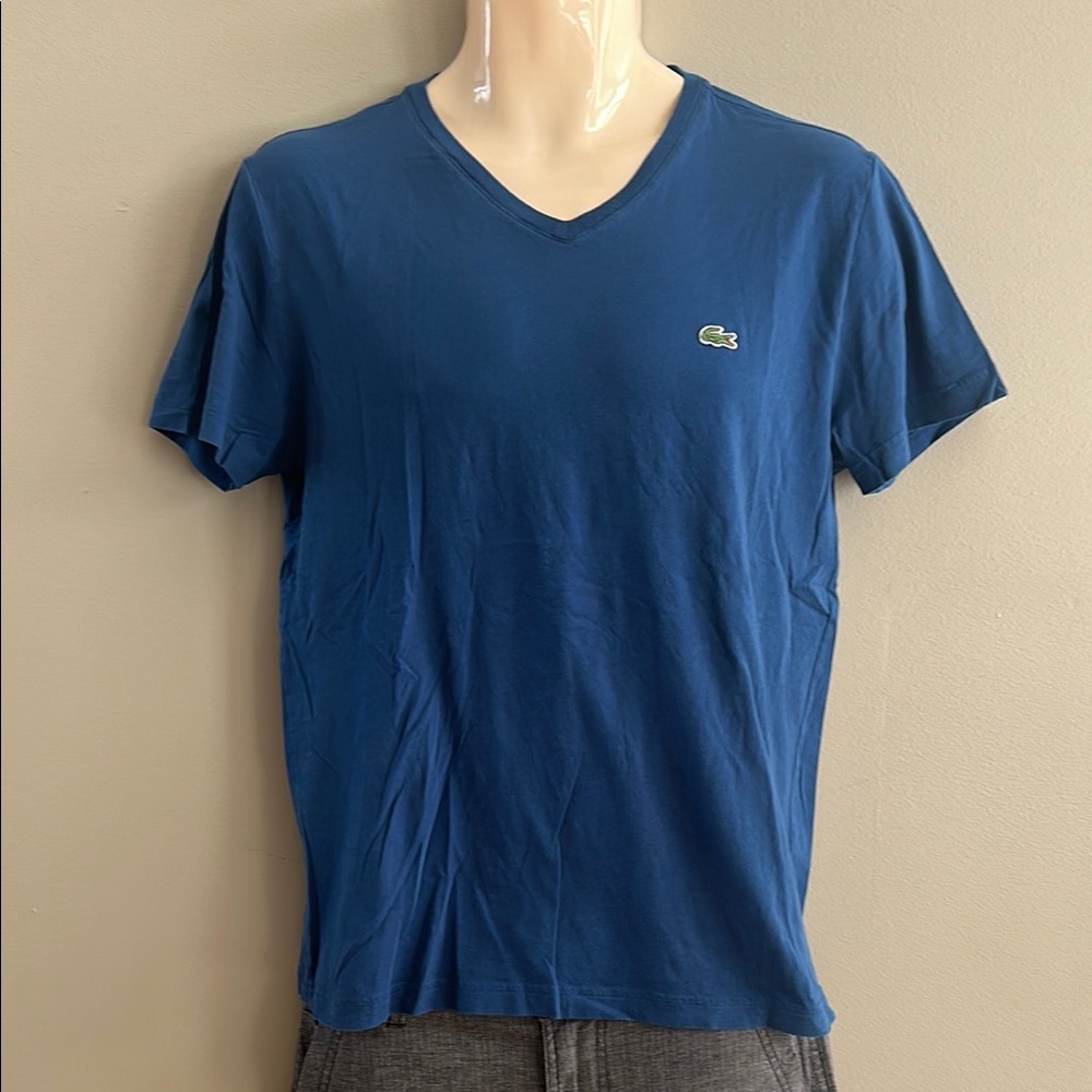 Lacoste Blue Short Sleeve Tee V-Neck